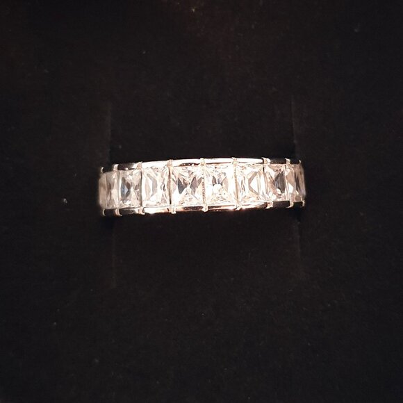 Diamonelle Sterling Silver Baguette Eternity Band - Picture 7 of 10